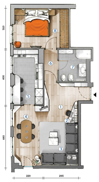 pianta cucina separata nel bilocale pianta cucina separata nel bilocale