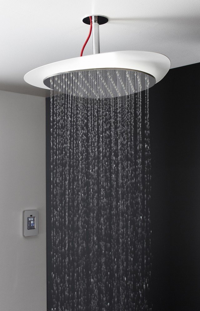 soffione doccia Cloud con braccio a soffitto e copertura bianca e luce led bianca o rossa fima carlo frattini soffione doccia Cloud con braccio a soffitto e copertura bianca e luce led bianca o rossa fima carlo frattini