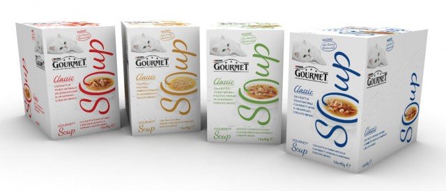 Purina presenta Gourmet Soup,la nuova linea di zuppe per regalare ai gatti più raffinati una nuova esperienza di gusto. Purina presenta Gourmet Soup,la nuova linea di zuppe per regalare ai gatti più raffinati una nuova esperienza di gusto.