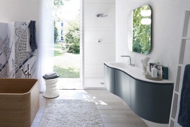 mobile lavandino bagno collezione My Seventy Plus di Ideagroup laccato azzurro India opaco mobile lavandino bagno collezione My Seventy Plus di Ideagroup laccato azzurro India opaco