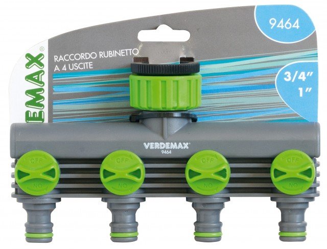 raccordo rubinetto a 4 uscite (1/2” - 3/4”) è utile per chi, oltre all’impianto di irrigazione, deve collegare una pompa verdemax raccordo rubinetto a 4 uscite (1/2” - 3/4”) è utile per chi, oltre all’impianto di irrigazione, deve collegare una pompa verdemax