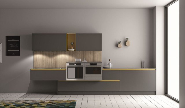 cucina grigio piombo e giallo Cromatika di Doimo Cucine cucina grigio piombo e giallo Cromatika di Doimo Cucine