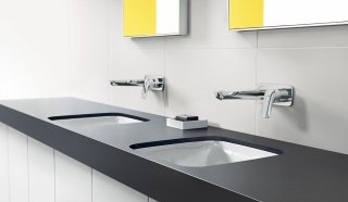miscelatore monocomando a parete per lavabo Logis di Hansgrohe con sistema Ecosmart per risparmio acqua miscelatore monocomando a parete per lavabo Logis di Hansgrohe con sistema Ecosmart per risparmio acqua