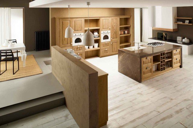 cucina con scaffalature montate su una boiserie Carola di Arrex Le Cucine cucina con scaffalature montate su una boiserie Carola di Arrex Le Cucine