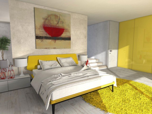 Protagonista della camera, il letto Dream View (design Roberto Lazzeroni), contraddistinto da una testiera irregolarmente simmetrica, che lo rende moderno e nel contempo ispirato agli stilemi del passato. Disponibile in tre larghezze (195/173, 205/183, 215/193 x 213 x x H 99,8 cm), ha struttura in metallo, con bordo e testiera rivestiti in tessuto (a catalogo anche ecopelle o pelle) che contrastano in modo deciso con i sottili piedini di metallo brunito. I comodini Quarantacinque (design Officinadesign Lema), che prendono il nome dalla sofisticata lavorazione a 45 gradi delle giunture, nel colore grigio chiaro e con top bianco, sono disponibili laccati in tutte le tinte opache della cartella Lemacolortrend. Misure L 60 x H 35 x P 48 cm. Protagonista della camera, il letto Dream View (design Roberto Lazzeroni), contraddistinto da una testiera irregolarmente simmetrica, che lo rende moderno e nel contempo ispirato agli stilemi del passato. Disponibile in tre larghezze (195/173, 205/183, 215/193 x 213 x x H 99,8 cm), ha struttura in metallo, con bordo e testiera rivestiti in tessuto (a catalogo anche ecopelle o pelle) che contrastano in modo deciso con i sottili piedini di metallo brunito. I comodini Quarantacinque (design Officinadesign Lema), che prendono il nome dalla sofisticata lavorazione a 45 gradi delle giunture, nel colore grigio chiaro e con top bianco, sono disponibili laccati in tutte le tinte opache della cartella Lemacolortrend. Misure L 60 x H 35 x P 48 cm.