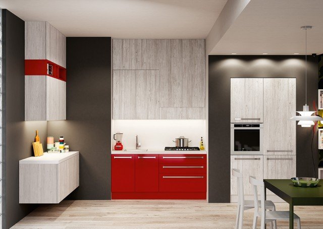 Sunny di Berloni accosta le basi in monolaccato Rosso Fuoco agli altri elementi in nobilitato nella finitura legno Deck Terra di Latte. I pensili raggiungono il soffitto per sfruttare appieno lo spazio e sono privi di maniglie in modo da porre in risalto la venatura; le basi invece hanno grandi maniglie in metallo cromato. Una base lavello a due ante in monolaccato misura L 90 x P 60 x H 72 cm. Prezzo 218 euro. www.berloni.it Sunny di Berloni accosta le basi in monolaccato Rosso Fuoco agli altri elementi in nobilitato nella finitura legno Deck Terra di Latte. I pensili raggiungono il soffitto per sfruttare appieno lo spazio e sono privi di maniglie in modo da porre in risalto la venatura; le basi invece hanno grandi maniglie in metallo cromato. Una base lavello a due ante in monolaccato misura L 90 x P 60 x H 72 cm. Prezzo 218 euro. www.berloni.it