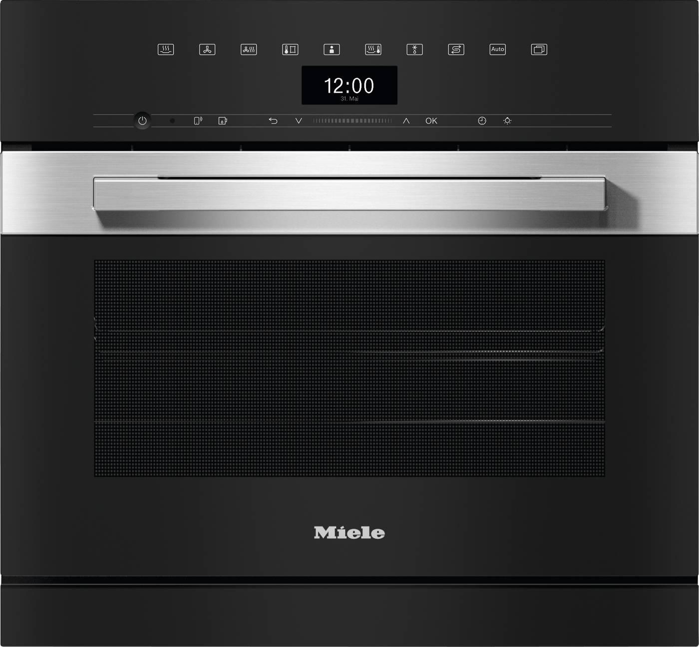 Il forno a vapore combinato DGC 7440 HC di Miele è un modello salvaspazio che assicura la massima flessibilità in cucina: permette infatti di scegliere tra cottura tradizionale, a vapore o combinata, che unisce calore umido e secco. Ha funzione di autopulizia HydroClean e vano in acciaio inox che assicurano la massima semplicità durante la pulizia. Il display DirectSensor, con testi in chiaro e comandi a sensore, rende la seleziona delle modalità di cottura e l’impostazione del forno ancora più facili ed intuitive. In classe A+, può cuocere su 3 livelli contemporaneamente. Prezzo 3.625 euro. www.miele.it