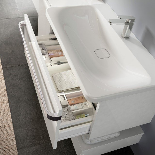 mobile sottolavabo bagno collezione Tonic II di Ideal Standard con sifone salvaspazio mobile sottolavabo bagno collezione Tonic II di Ideal Standard con sifone salvaspazio