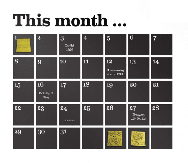 Sticker Calendrier di Ferm LivingCon il nuovo adesivo murale di Ferm Living, lo spazio murale si trasforma in un campo da gioco di composizioni e racconti da inventare. Premiato a Maison&Objet in settembre 2010 nella categoria «Les Découvertes», il modello Calender, in vinile nero autoadesivo, ravviva una stanza con il suo motivo di agenda interattiva XXL. Ci si può scrivere sopra con il gessetto come su una lavagna o utilizzare il set di fogli adesivi lasciato nel kit come promemoria. La composizione qui proposta misura 100 cm x 98 cm, ora tocca a voi creare la vostra. Un must-have che dà in un batter d’occhio un nuovo look alla stanza con un tocco di vivacità. La posa è facile: i 35 pezzi sono autoadesivi, basta attaccarli al supporto desiderato la cui superficie deve essere liscia. Appassionata della decorazione d’interni, la fondatrice e designer della marca danese Trine Andersen, crea dei prodotti per uno stile di vita moderno in uno spirito scandinavo dove il design, la qualità e la natura sono indissociabili.Dimensioni : 100 x 98 cm
Prezzo : 80 euro Sticker Calendrier di Ferm LivingCon il nuovo adesivo murale di Ferm Living, lo spazio murale si trasforma in un campo da gioco di composizioni e racconti da inventare. Premiato a Maison&Objet in settembre 2010 nella categoria «Les Découvertes», il modello Calender, in vinile nero autoadesivo, ravviva una stanza con il suo motivo di agenda interattiva XXL. Ci si può scrivere sopra con il gessetto come su una lavagna o utilizzare il set di fogli adesivi lasciato nel kit come promemoria. La composizione qui proposta misura 100 cm x 98 cm, ora tocca a voi creare la vostra. Un must-have che dà in un batter d’occhio un nuovo look alla stanza con un tocco di vivacità. La posa è facile: i 35 pezzi sono autoadesivi, basta attaccarli al supporto desiderato la cui superficie deve essere liscia. Appassionata della decorazione d’interni, la fondatrice e designer della marca danese Trine Andersen, crea dei prodotti per uno stile di vita moderno in uno spirito scandinavo dove il design, la qualità e la natura sono indissociabili.Dimensioni : 100 x 98 cm
Prezzo : 80 euro