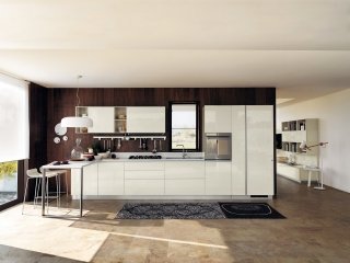 cucina con ante in vetro lucido color Avorio Liberamente di Scavolini cucina con ante in vetro lucido color Avorio Liberamente di Scavolini
