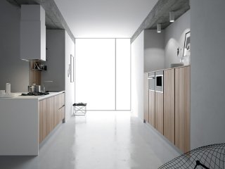 cucina modulare in polimero Yellow Pine sabbia e Satinato seta bianco Easy di Doimo Cucine cucina modulare in polimero Yellow Pine sabbia e Satinato seta bianco Easy di Doimo Cucine