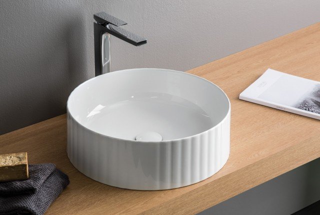 lavabo d’appoggio in ceramica bianca Millerighe di The.Artceram in texture 3D lavabo d’appoggio in ceramica bianca Millerighe di The.Artceram in texture 3D