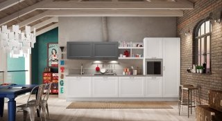 cucina lineare con ante laccate opache riquadrate Ginevra di Berloni cucina lineare con ante laccate opache riquadrate Ginevra di Berloni