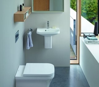 lavamani a semicolonna P3 Comforts by Phoenix Design di Duravit in ceramica bianca stondato lavamani a semicolonna P3 Comforts by Phoenix Design di Duravit in ceramica bianca stondato