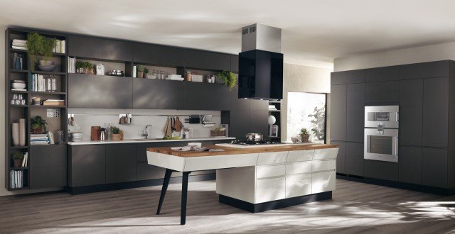 cucina con ante laccate opaco grigio Motus di Scavolini cucina con ante laccate opaco grigio Motus di Scavolini