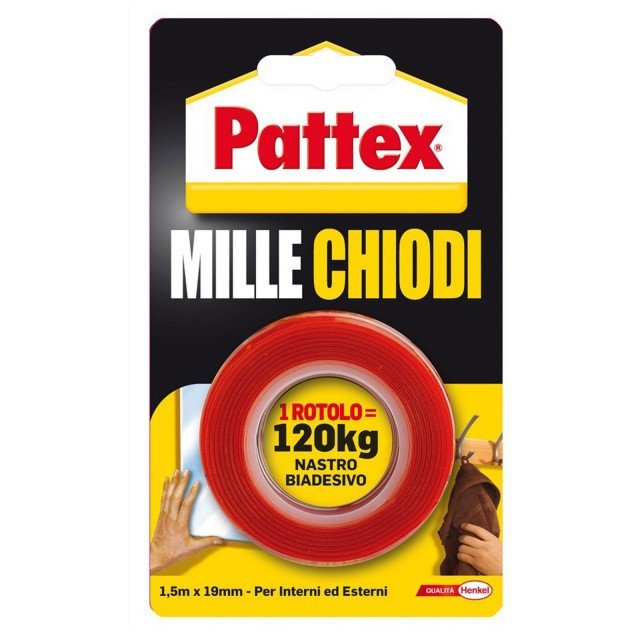 Pattex 1415580 Millechiodi Tape, 19 mm x 1.5 m Pattex 1415580 Millechiodi Tape, 19 mm x 1.5 m è un nastro biadesivo ideale per effettuare lavori in modo facile, veloce e durevole. Ideale per montare quadri, insegne, ganci o accessori per il bagno. Ideale per applicazioni di montaggio in interni ed esterni di materiali come vetro, specchio, metallo, legno, pietra, plastica (anche PA, PE, PP). Prezzo circa 6,00 euro. www.pattex.it Pattex 1415580 Millechiodi Tape, 19 mm x 1.5 m Pattex 1415580 Millechiodi Tape, 19 mm x 1.5 m è un nastro biadesivo ideale per effettuare lavori in modo facile, veloce e durevole. Ideale per montare quadri, insegne, ganci o accessori per il bagno. Ideale per applicazioni di montaggio in interni ed esterni di materiali come vetro, specchio, metallo, legno, pietra, plastica (anche PA, PE, PP). Prezzo circa 6,00 euro. www.pattex.it