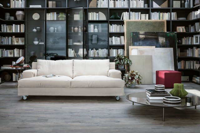 LEMA Il sofà Aberdeen di Lema è disponibile in versione due o tre posti e punta su un look vissuto e confortevole grazie alla housse che lo avvolge morbidamente. Il bracciolo a martello è sottolineato dalle pieghe del tessuto che si trasformano in un dettaglio accurato, mentre i volumi della seduta sono circondati da una cucitura morbida a coda di topo. Misure 2000x1010x390/660 mm. lxpx h seduta/schienale. Prezzo a partire da € 3648 iva inclusa con rivestimento in tessuto cat dc. www.lemamobili.com LEMA Il sofà Aberdeen di Lema è disponibile in versione due o tre posti e punta su un look vissuto e confortevole grazie alla housse che lo avvolge morbidamente. Il bracciolo a martello è sottolineato dalle pieghe del tessuto che si trasformano in un dettaglio accurato, mentre i volumi della seduta sono circondati da una cucitura morbida a coda di topo. Misure 2000x1010x390/660 mm. lxpx h seduta/schienale. Prezzo a partire da € 3648 iva inclusa con rivestimento in tessuto cat dc. www.lemamobili.com