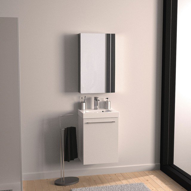 mobile lavabo Remix 1 di Leroy Merlin bianco lucido con anta a chiusura rallentata soft closing mobile lavabo Remix 1 di Leroy Merlin bianco lucido con anta a chiusura rallentata soft closing