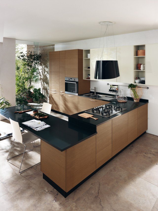 cucina con top in okite nero Open di Scavolini cucina con top in okite nero Open di Scavolini