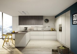 cucina con penisola Brera di Berloni cucina con penisola Brera di Berloni