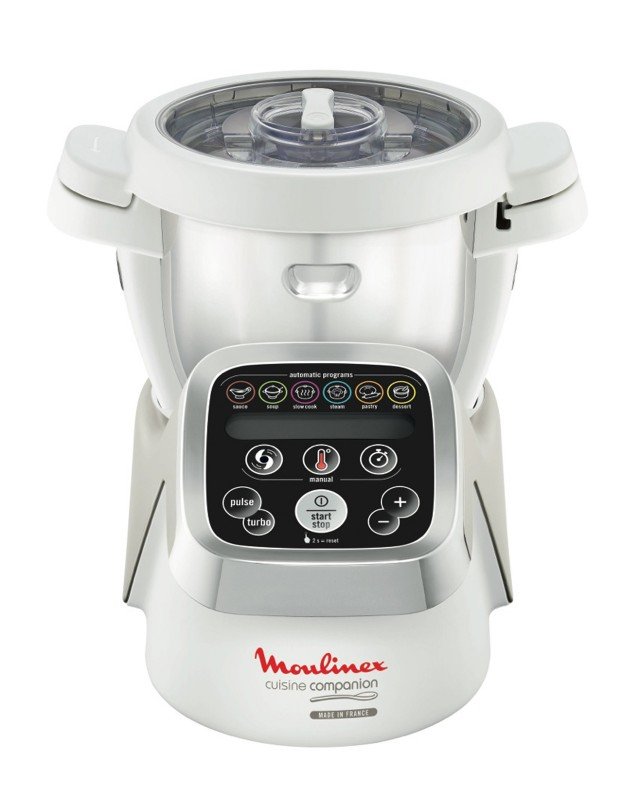 Cuisine Companion di Moulinex ha 6 programmi auto, potenza di 1.550 watt, è regolabile su 12 velocità e ciotola capiente 4,5 litri. E’ dotato di accessorio per mescolare, lama per tritare, lama per impastare, accessorio per montare e cestello per la cottura a vapore. Prezzo 699,90 euro. www.moulinex.it Cuisine Companion di Moulinex ha 6 programmi auto, potenza di 1.550 watt, è regolabile su 12 velocità e ciotola capiente 4,5 litri. E’ dotato di accessorio per mescolare, lama per tritare, lama per impastare, accessorio per montare e cestello per la cottura a vapore. Prezzo 699,90 euro. www.moulinex.it