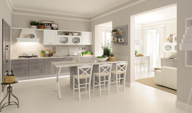 cucina in legno massello con finitura Grigio Fumo decapé e Bianco a poro aperto Agnese di Cucine Lube cucina in legno massello con finitura Grigio Fumo decapé e Bianco a poro aperto Agnese di Cucine Lube