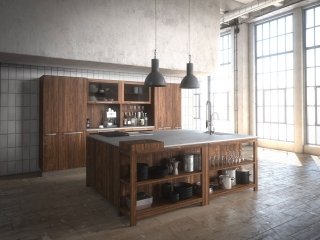 cucina tradizionale con isola centrale Loft di Team7 cucina tradizionale con isola centrale Loft di Team7
