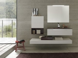 mensolone sotto il mobile portalavabo della composizione Light 30 di Archeda in larice bianco mensolone sotto il mobile portalavabo della composizione Light 30 di Archeda in larice bianco