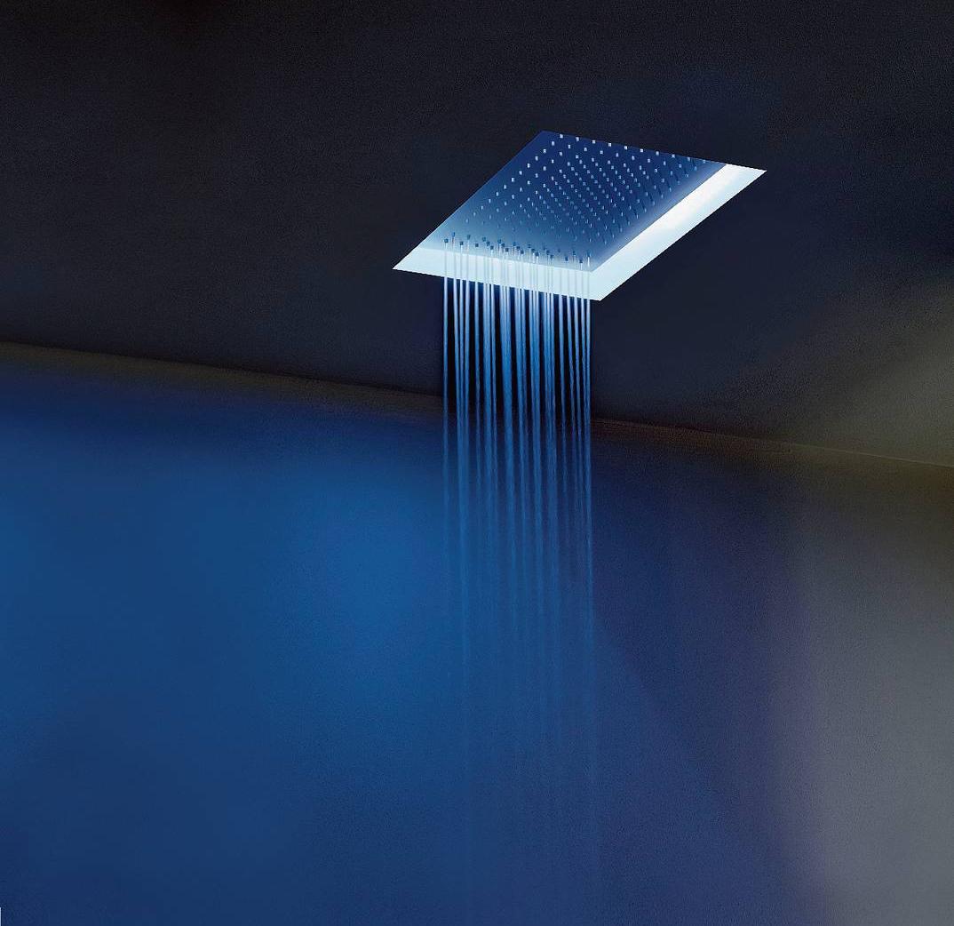 Multisensoriale, Acquafit Dream
di Fantini Rubinetti (www.fantini.it)
ha doppio getto a pioggia, e luci a Led RGB per creare l’effetto feel, con quattro colori in sequenza. È in acciaio inox spazzolato. Misura L 50 x P 35 cm. Costa 6.000 euro. Multisensoriale, Acquafit Dream
di Fantini Rubinetti (www.fantini.it)
ha doppio getto a pioggia, e luci a Led RGB per creare l’effetto feel, con quattro colori in sequenza. È in acciaio inox spazzolato. Misura L 50 x P 35 cm. Costa 6.000 euro.