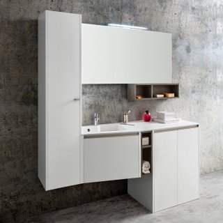 piano in ocritec bianco opaco con vasca lavatoio integrata poggia su un mobile con finitura laccata bianca opaca piano in ocritec bianco opaco con vasca lavatoio integrata poggia su un mobile con finitura laccata bianca opaca
