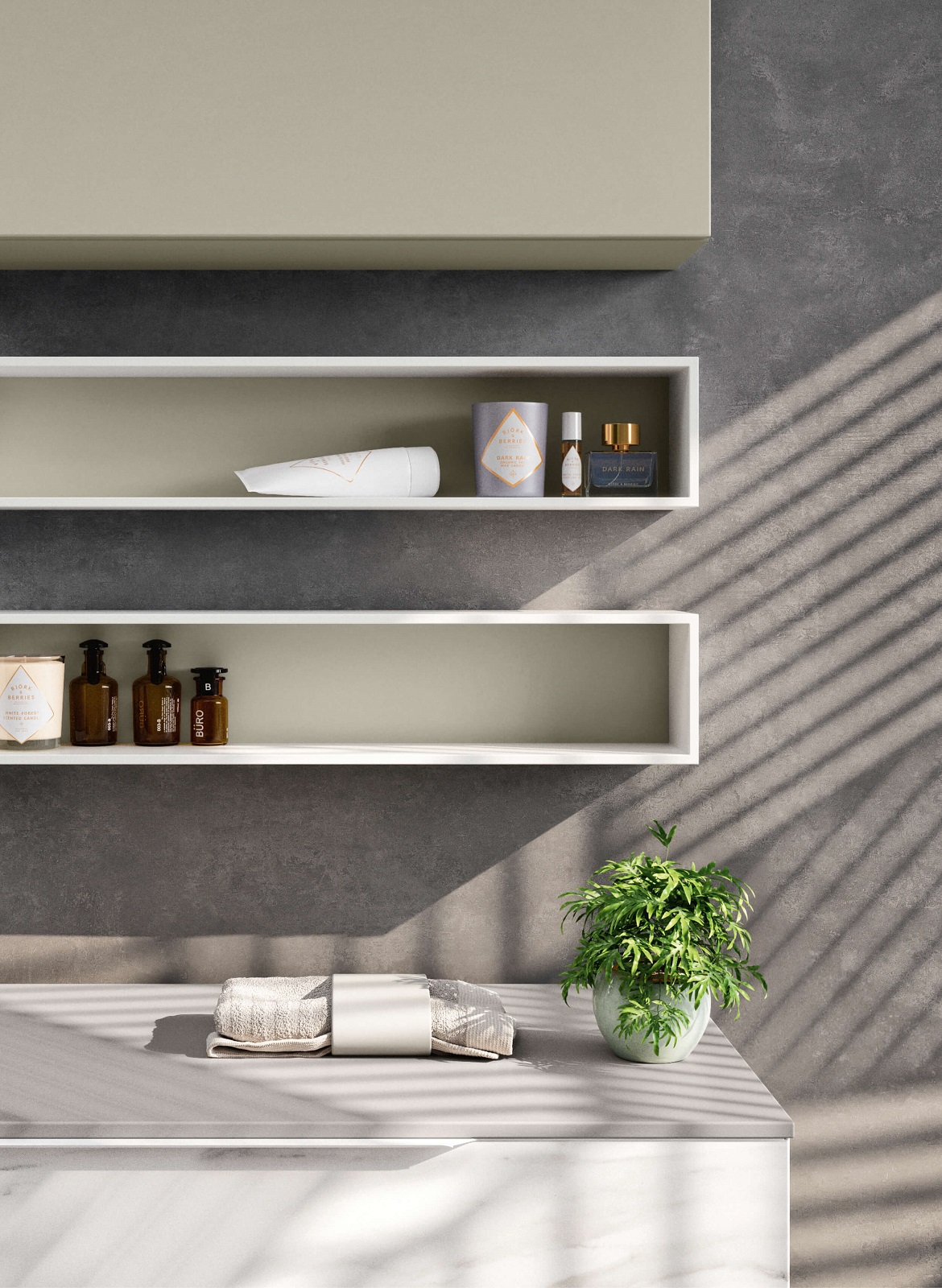 I moduli a giorno in Tecnotek bianco con schiena Cashmere di Geromin contengono tutto quello che occorre per la toletta. Misurano L 70 x H 14 cm. Prezzo su richiesta. https://gruppogeromin.com/it I moduli a giorno in Tecnotek bianco con schiena Cashmere di Geromin contengono tutto quello che occorre per la toletta. Misurano L 70 x H 14 cm. Prezzo su richiesta. https://gruppogeromin.com/it