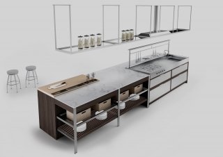 cucina con struttura in metallo spazzolato K-Lab di Ernestomeda cucina con struttura in metallo spazzolato K-Lab di Ernestomeda