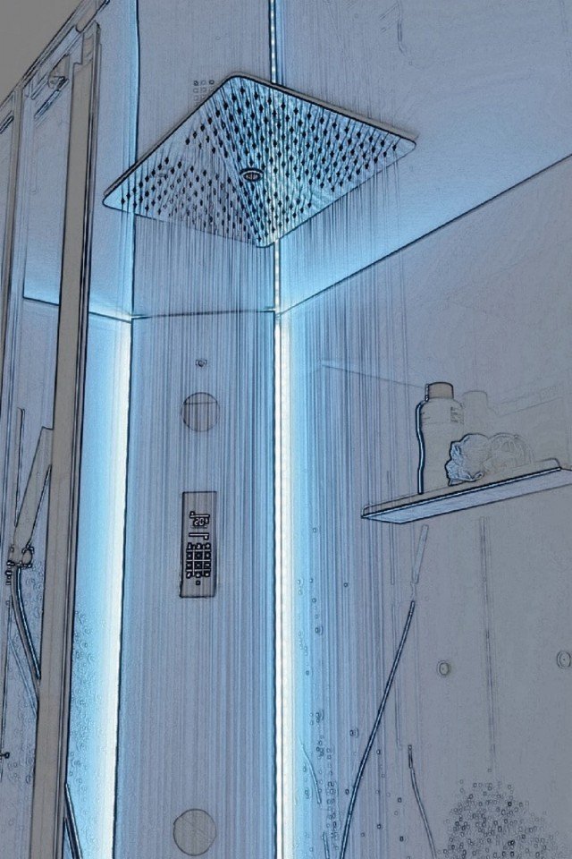 cabina doccia White Space di Grandform con bagno turco e luci a led cabina doccia White Space di Grandform con bagno turco e luci a led