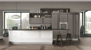 cucina grigia aperta sul soggiorno Clover di Cucine Lube cucina grigia aperta sul soggiorno Clover di Cucine Lube