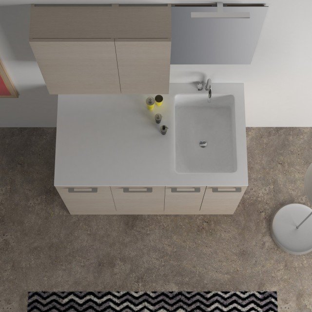 finitura rovere dei mobili del sistema Totus 55 di Xilon abbinata al piano in ocritech finitura rovere dei mobili del sistema Totus 55 di Xilon abbinata al piano in ocritech