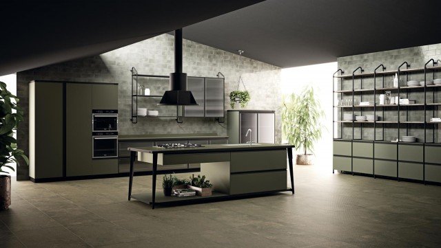 • Diesel Open Workshop per Scavolini è il nuovo modello presentato a Eurocucina caratterizzato dalla presenza delle strutture metalliche modulari realizzate in tubolare di ferro: un dettaglio di impronta industriale che sottolinea il design elegante e informale della composizione. Le ante sono nella nuova versione Laccato Opaco Verde Muschio. www.scavolini.com • Diesel Open Workshop per Scavolini è il nuovo modello presentato a Eurocucina caratterizzato dalla presenza delle strutture metalliche modulari realizzate in tubolare di ferro: un dettaglio di impronta industriale che sottolinea il design elegante e informale della composizione. Le ante sono nella nuova versione Laccato Opaco Verde Muschio. www.scavolini.com