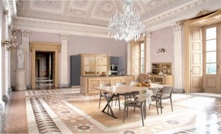 cucina con ante con telaio in massello di noce torrone e pannello con intarsio Ca’ Veneta di Veneta Cucine cucina con ante con telaio in massello di noce torrone e pannello con intarsio Ca’ Veneta di Veneta Cucine