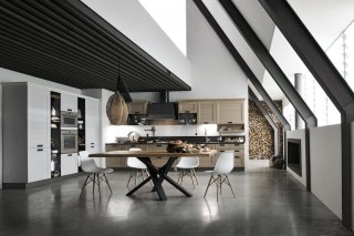 cucina in legno di rovere con bugna impiallacciata rovere e zona pranzo York di Stosa Cucine cucina in legno di rovere con bugna impiallacciata rovere e zona pranzo York di Stosa Cucine