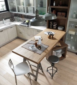 cucina con bancone in legno in stile industriale Ice Industrial Edition di Febal Casa cucina con bancone in legno in stile industriale Ice Industrial Edition di Febal Casa