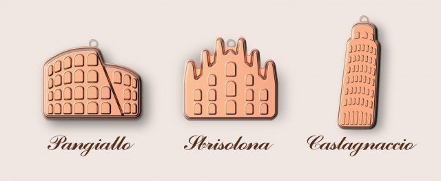 "Delizie D'Italia" uno dei progetti vincitori per la categoria Architetti e Designer dell'edizione 2014 del concorso “Il Rame e la Casa”, del designer Francesco Costacurta. Nella riproposizione della storica unione tra rame e stampi per torte, il progetto “Delizie d’Italia” rappresenta la varietà e la differenza del patrimonio gastronomico italiano scegliendo una torta per ogni regione e rappresentando la regione stessa grazie alla riproduzione di un monumento particolarmente significativo, dalla Torre di Pisa al Colosseo. "Delizie D'Italia" uno dei progetti vincitori per la categoria Architetti e Designer dell'edizione 2014 del concorso “Il Rame e la Casa”, del designer Francesco Costacurta. Nella riproposizione della storica unione tra rame e stampi per torte, il progetto “Delizie d’Italia” rappresenta la varietà e la differenza del patrimonio gastronomico italiano scegliendo una torta per ogni regione e rappresentando la regione stessa grazie alla riproduzione di un monumento particolarmente significativo, dalla Torre di Pisa al Colosseo.