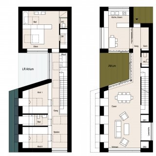 planimetria casa "attiva" in Austria, che produce più energia di quella che usa