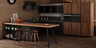 cucina in legno Oltre Industrial di Cucine Lube con colonne in rovere madera cucina in legno Oltre Industrial di Cucine Lube con colonne in rovere madera