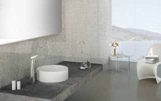 Rubinetto al piano Synergy Open 93 per lavabo a catino, misura XL Rubinetto al piano Synergy Open 93 per lavabo a catino, misura XL