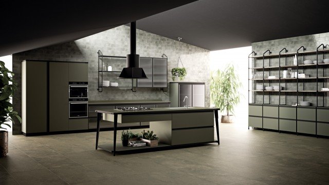 5. Diesel Open Workshop di Scavolini è la nuova cucina caratterizzata dalla strutture metalliche modulari in tubolare di ferro di impronta industriale e dalle ante in Laccato Opaco nella raffinata tonalità verde muschio. I pensili e la madia hanno le ante in vetro trasparente. Prezzo su richiesta. www.scavolini.com 5. Diesel Open Workshop di Scavolini è la nuova cucina caratterizzata dalla strutture metalliche modulari in tubolare di ferro di impronta industriale e dalle ante in Laccato Opaco nella raffinata tonalità verde muschio. I pensili e la madia hanno le ante in vetro trasparente. Prezzo su richiesta. www.scavolini.com