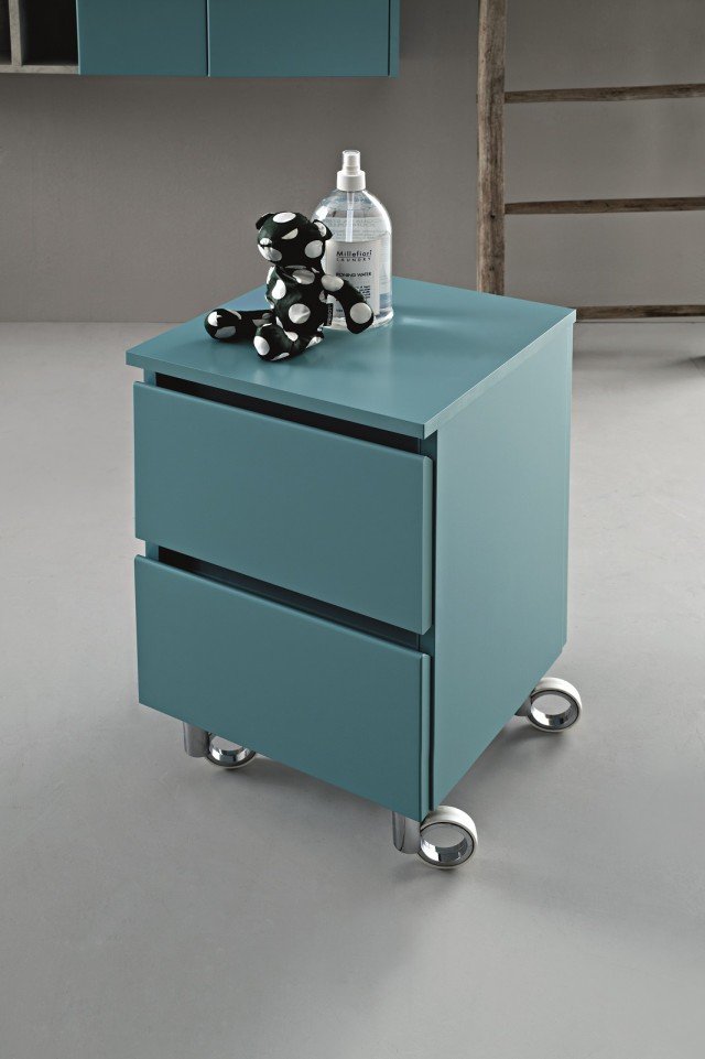 carrellino laccato opaco in colore Pavone collezione joy di cerasa carrellino laccato opaco in colore Pavone collezione joy di cerasa