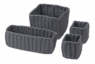 quattro cestini di colore grigio Nordrana di Ikea Italia Retail fatti a mano quattro cestini di colore grigio Nordrana di Ikea Italia Retail fatti a mano
