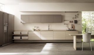cucina con elementi sospesi senza maniglie Ki di Scavolini cucina con elementi sospesi senza maniglie Ki di Scavolini