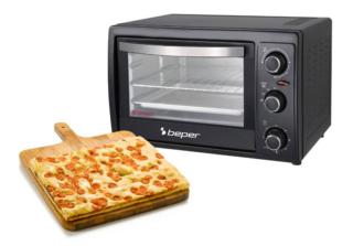 Regolabile con una potenza fino a 1.300 watt e una temperatura fino a 230°, il fornetto 90.883 di Beper è capiente 20 litri. Ha spegnimento automatico, timer programmabile fino a 60 minuti e sportello con doppio vetro per contenere tutto il calore all’interno. È fornito con vassoio in alluminio, griglia in acciaio e maniglia rimuovi griglia. Misura L 42 x P 32,5 x H 26 cm. Prezzo 59,90 euro. www.beper.com Regolabile con una potenza fino a 1.300 watt e una temperatura fino a 230°, il fornetto 90.883 di Beper è capiente 20 litri. Ha spegnimento automatico, timer programmabile fino a 60 minuti e sportello con doppio vetro per contenere tutto il calore all’interno. È fornito con vassoio in alluminio, griglia in acciaio e maniglia rimuovi griglia. Misura L 42 x P 32,5 x H 26 cm. Prezzo 59,90 euro. www.beper.com