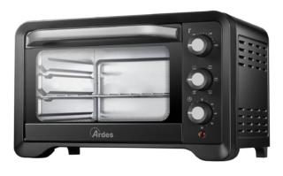 Capiente 20 litri, il fornetto Magnus AR6222PB di Ardes ha le pareti interne antiaderenti per facilitare la pulizia. Il termostato è regolabile da 100° fino a 230°C e ha 6 funzioni di cottura: sopra, sotto, sopra + sotto, sopra + ventilazione, sotto + ventilazione, sopra + sotto + ventilazione. La funzione ventilazione permette una cottura più veloce e uniforme mentre quella ne consente una più lenta e più delicata. In dotazione ha leccarda, griglia e pinza. Misura L 32 x P 26 x H 23 cm. Prezzo 89,90 euro. www.ardes.it Capiente 20 litri, il fornetto Magnus AR6222PB di Ardes ha le pareti interne antiaderenti per facilitare la pulizia. Il termostato è regolabile da 100° fino a 230°C e ha 6 funzioni di cottura: sopra, sotto, sopra + sotto, sopra + ventilazione, sotto + ventilazione, sopra + sotto + ventilazione. La funzione ventilazione permette una cottura più veloce e uniforme mentre quella ne consente una più lenta e più delicata. In dotazione ha leccarda, griglia e pinza. Misura L 32 x P 26 x H 23 cm. Prezzo 89,90 euro. www.ardes.it