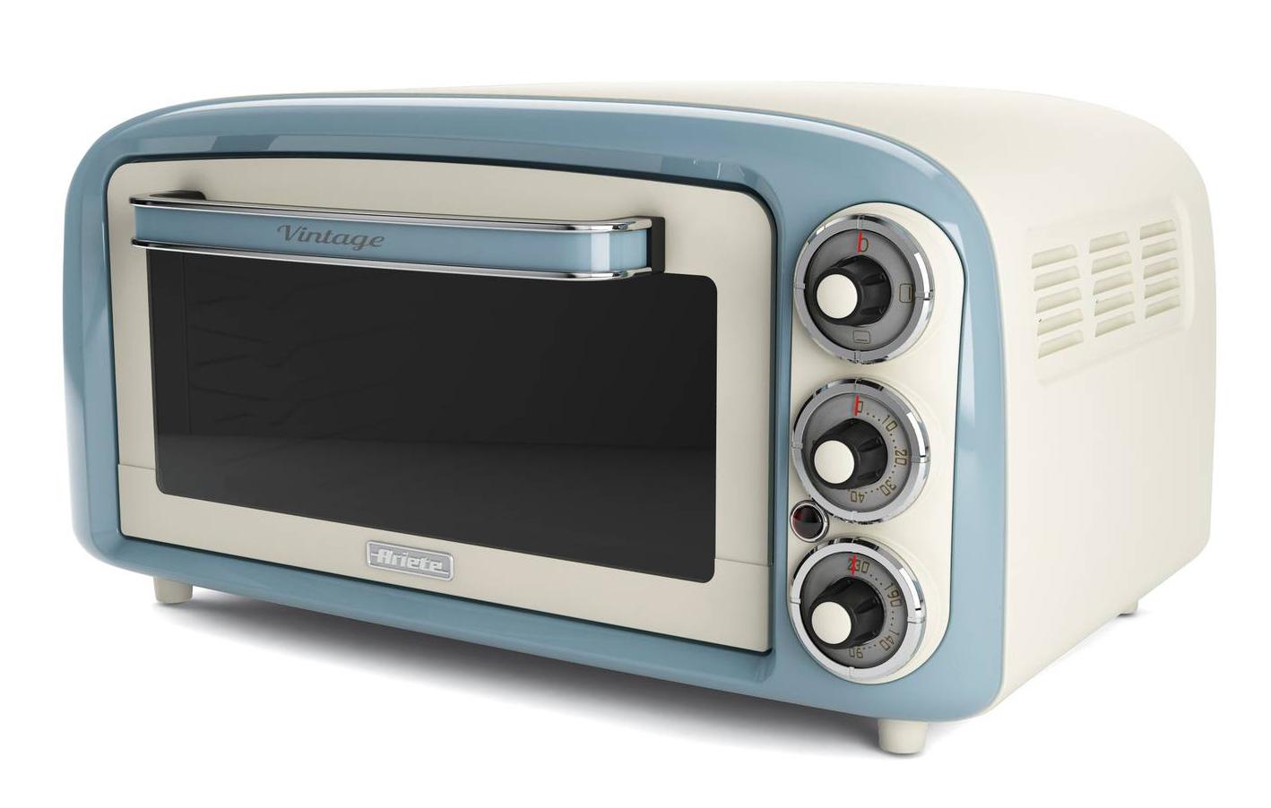 Compatto, il forno elettrico Vintage di Ariete con funzione statica è capiente 18 litri.
Si scalda rapidamente e ha camera interna compatta e doppio vetro termico che permettono un’ottima diffusione del calore. Dotato di 3 posizioni di cottura, timer impostabile fino a 60 minuti, potenza di 1.380 watt e temperatura regolabile fino a 230°C, è completo di griglia in acciaio inox e vassoio in alluminio. Misura L 47,50 x P 40 x H 24,5 cm. Prezzo 80 euro. www.ariete.net Compatto, il forno elettrico Vintage di Ariete con funzione statica è capiente 18 litri.
Si scalda rapidamente e ha camera interna compatta e doppio vetro termico che permettono un’ottima diffusione del calore. Dotato di 3 posizioni di cottura, timer impostabile fino a 60 minuti, potenza di 1.380 watt e temperatura regolabile fino a 230°C, è completo di griglia in acciaio inox e vassoio in alluminio. Misura L 47,50 x P 40 x H 24,5 cm. Prezzo 80 euro. www.ariete.net